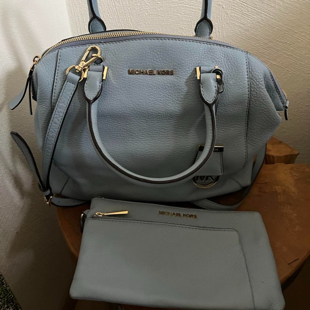 Michael Kors Pebbled leather handbag and wristlet set